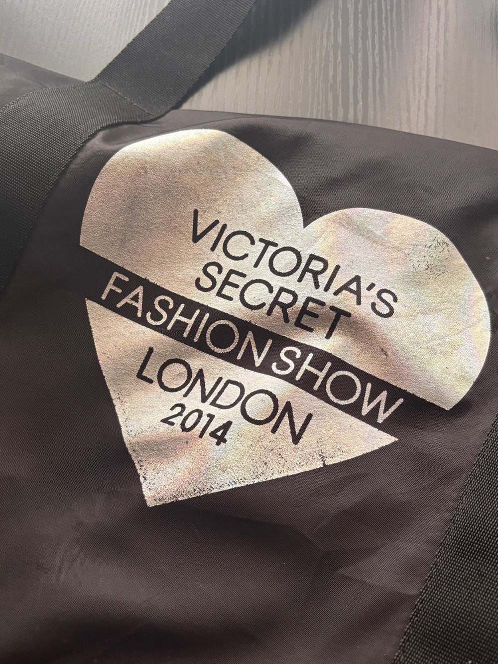 Victoria's Secret Duffle Bag - Black Weekender with London Fashion Show Logo